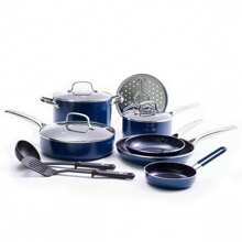 Blue Diamond 12-Piece Toxin-Free Ceramic Nonstick Pots And Pans Cookware Set, Dishwasher Safe - Blue - View 1