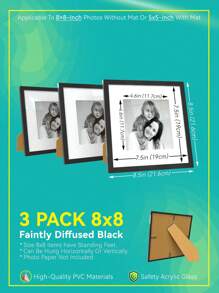 3 件装轻微拉丝金色相框/微微扩散黑色相框，适用于桌面展示或壁挂，12x16/11x14/8x10/8x8/5x7/4x6 英寸，采用轻质优质 PVC 材料制成，窄框款式，配有友好的亚克力玻璃，附有保护膜，金色/黑色 - 彩色 - 查看 15