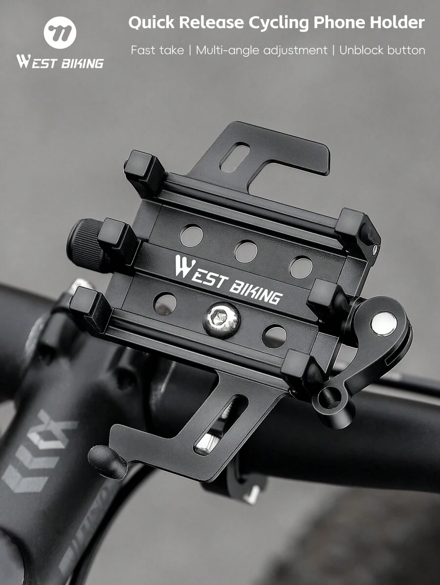 WEST BIKING WEST BIKING Fahrrad Handyhalter aus Aluminium-Legierung mit 7 Griffen, stoßfester Lieferung Navigations-Halterung, Fahrrad Zubehör