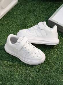 Zapatos versátiles con para niños, zapatos deportivos para niños y niñas, tenis casuales blancos de suela baja ligeros y cómodos, nuevos zapatos para correr para niñas, zapatos casuales de piel sintética para niños, zapatos planos, zapatos de skate, adecuados para actividades interiores/exteriores, días escolares, caminata diaria y correr