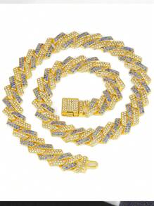 Collar de Miami con circonita cúbica azul, dorada y dorado-azul, joyería unisex de hip hop, diseño de lujo, accesorios para fiestas en la playa, conjunto de regalos de Navidad, Acción de Gracias, Año Nuevo, viene con caja