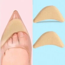 1 par de insertos de espuma beige para la punta del zapato, insertos de esponja protectores de los dedos, reductor de talla de zapato - Beis - Ver 6
