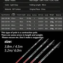 Caña de pescar telescópica BIGBIGWORLD Polaris de 3.8/4.5/5.2/6M de carbono de alta resistencia, ultra ligera para pesca de flotador con señuelos de 10-40G