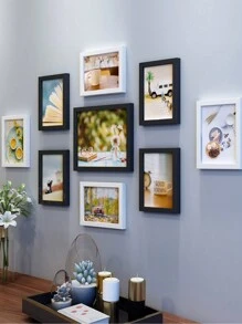 Juego de 9 Marcos de Fotos Creativos para Galería de Pared, Marcos de Fotos Collage sin Taladro, Incluye Fotos Horizontales para Decoración de Habitación, Dormitorio, Sala de Estar - Multicolor - Ver 8