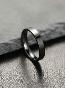 1pc Customized Minimalist Handwritten Text Stainless Steel 4mm Wide Ring, Engraved Anniversary, Gift For Lover, Family, Festival