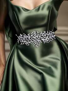 1pc Handmade Fully Rhinestoned Women Wedding Dress Belt, Suitable For Bridal Gown, Evening Dress, Style SH237