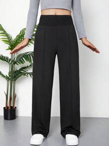 Teen Girls Elastic Waist Wide Leg Yoga Pants With Pockets (AZ223)