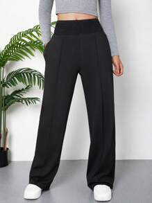 Teen Girls Elastic Waist Wide Leg Yoga Pants With Pockets (AZ223)