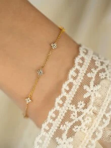 1 PC Modieuze 925 Sterling Zilveren Vijf Bloemen Armband Met Strass Voor Vrouwen Dating Party Bruiloft Verloving Armband Dames Fijne Sieraden Vriendin Cadeau Verjaardagscadeau Voor Vrouwen En Meisjes Valentijnsdag