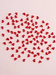 100PCS Cherry Red Bow Heart Rose Flower Nail Charms Dark Red Tie Valentine's Day Nail Parts Supplies For DIY Women's Nail Salon Design Decoration Nails