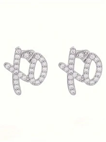SeuSuk Hip Hop Bling Ice Out XO Letter Earrings, Full Rhinestone Hypoallergenic Earrings For Men And Women, Fashion Jewelry
