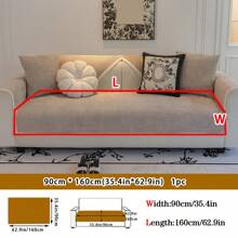 1pc Universal Four Seasons Chenille Houndstooth Sofa Cushion, Minimalist Modern Style Soft Skin Friendly Pet Friendly Anti-Stain Non Slip Sofa Cover, Anti-Cat Scratch Sofa Protector For L-Shaped Combination Sofa And 1/2/3/4-Seat Sofa In Living Room (Sold Separately) - Khaki - View 12