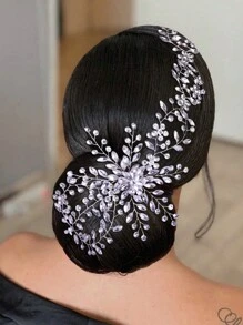 Handmade Bridal Headpiece Hair Accessories For Photo Shoot, Wedding Dress Hair Styling, Crystal Headband HP242 Valentine's Day Accessories - Silver - View 12