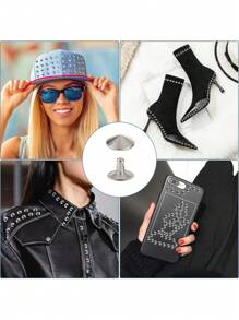 180 Sets 12mm Pointed Mushroom Metal Spike Rivets Hand Press Rivets For Leather Craft Garment Shoes Decorative Double Cap Stud Rivets For Bag Making - Multicolor - View 3