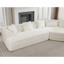 Modular Sofa, Modern Minimalist Style, Upholstered In Crocheted Yarn Fabric, Spacious Free Combination Design, Anti-Wrinkle And Durable, Creamy-White, Perfect For Living Room, Bedroom, And Christmas Decor, Ideal For Christmas Gifts And Home Decor,FurniHub