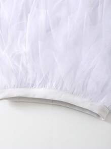 1pc Women's Asymmetrical Wave Layered Cake Skirt, Mesh Puff Skirt - White - View 6