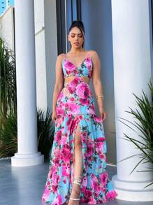 Long Dress With Waist Detail Leticia Candy (002) - Blue - View 2