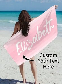 1pc Customized Ombre Color Multi-Color Graphic Microfiber Beach Towel, Fashionable Pool/Beach/Travel Blanket For Vacation, Leisure, Multi-Functional, Anti-Mold, Ornamental, Reusable, Exquisite, Stylish, High-Quality, Adorable, Modern, Colorful, Soft, Comfortable, Custom, Unique, Personalized, Ideal Gifts For Him, Ideal Gifts For Her, Her, Boyfriend, Girlfriend, Dad, Mom, Family, Friends, Son, Daughter, Kids, Kitchen, Dining Room, Bedroom, Office, Living Room, Home, Garden, Tea Room Summer Holiday Bathroom Decor Beach Essentials,Vacay Vibes - Multicolor - View 5