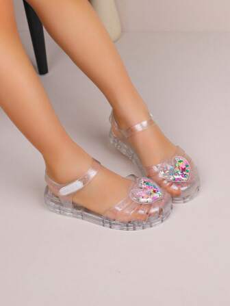 A Pair Of Crystal Jelly Sandals Flat Sandals For Summer Girls