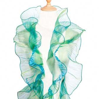 2 Yards Meerjungfrau Farbverlauf Tüll Stoff mit geraffter Kante, 3D gefalteter großer Volant Organza Nähzubehör