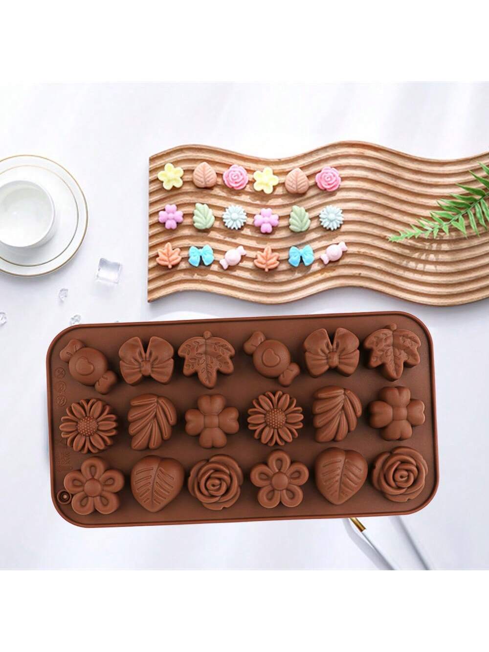 4 قطع/عبوة قوالب سيليكون على شكل زهرة، ورقة، وأورا...