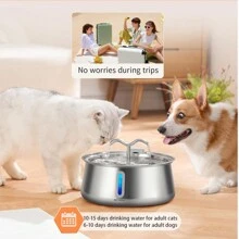 Fuente de agua para gatos de acero inoxidable: Capacidad grande de 135 Oz/4L con ventana de agua, fuente de agua para mascotas apta para gatos y perros, múltiples tazones de bebida, bomba ultra silenciosa, fuente de agua automática para perros. El producto no incluye enchufe.