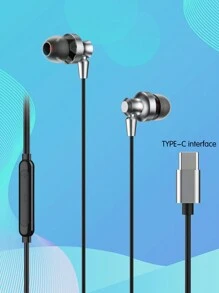 Wired In-Ear Metal Tuning Full Compatible Earphones With Digital Decoding Chip, Type-C Interface, Compatible With Apple/Android Systems, Applicable For Indoor And Outdoor Scenarios