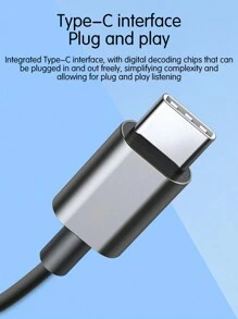 Wired In-Ear Metal Tuning Full Compatible Earphones With Digital Decoding Chip, Type-C Interface, Compatible With Apple/Android Systems, Applicable For Indoor And Outdoor Scenarios