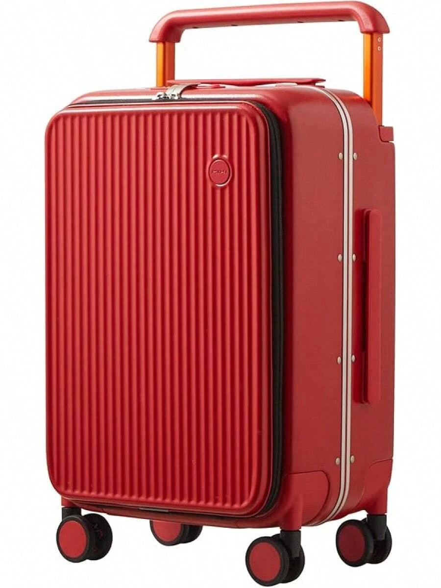 Mixi Carry On Luggage Wide Handle Luxury Design Rolling Travel Suitcase PC Hardside With Aluminum Frame Hollow Spinner Wheels, With Cover, 20 Inch, Smoke White - Red - View 1