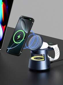 5 In 1 Wireless Charging Station Cube With Night-Lamp, Wireless Speaker, 15W Travel Stand, 3 In 1 Fast Charge Multiple Devices, Compatible With Iphone Series 16/15/14/13/12/11/X/8, AirPods 3/2 Pro, Apple Watch Series 8/7/6/5/4/3/2/SE And IQ Device.Christmas/Gifts//New Year's Day