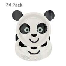 8 Packungen/24 Packungen Panda-förmige Teller, Pappteller mit Tiermotiven, Dschungel Tiere Party Themen Geschirr für Babyparty, Geschlechteroffenbarung, Geburtstagsfeiern und Dekorationen