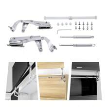 Hinges Up Stay Door Lift Hardware Fitting Pneumatic Arm Door Mount Cabinet Door W/ Adjustable Bracket Pneumatic Arm Hinge