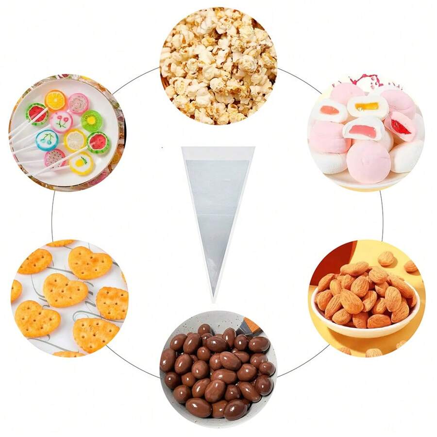 120 Pieces Triangle Cellophane Bags 18 X 37 Cm Cookie Bags For Food Candy Bags For Gift Candy Bags Solid Color