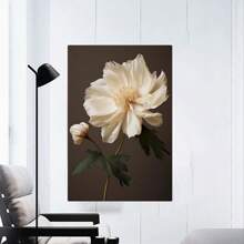 Poster Wall Art Contemporary Simple Life White Flowers Floral  For Home Bedroom Decor,   Artwork Prints Brown  For Living Room - 裱框 - 查看 6