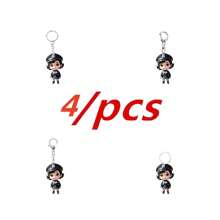 4pcs/1pc Police Badge Key Chain, New Acrylic 2D Flat Key Ring, Car Hanging Decor, Christmas Tree, Home Party Xmas Gift Accessories Car Accessories Bag Charm School Letter