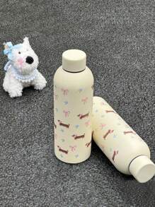 1 pièce Tasse isolée sous vide en acier inoxydable de 17 oz (500 ml) avec design en forme de cœur et nœud, tasse à café/eau réutilisable, cadeau de fête/anniversaire, étanche, surface agréable au toucher, bouteille d'eau, pour l'extérieur, le camping
