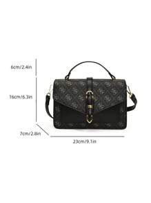 1 pieza Bolso de mensajero pequeño de estilo occidental simple con estampado, bolso de hombro cuadrado pequeño con textura, nueva del invierno 2024