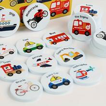 Juego de aprendizaje para niños de emparejamiento de números e imágenes de transporte, juguete educativo de madera para niños pequeños