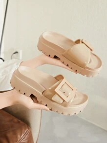 2025 女士系带厚底粗跟凉鞋 - 卡其色 - 查看 3