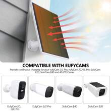 6W Solar Panel For Ring Camera: Compatible With Ring Spotlight Cam Battery, New Stick Up Battery Cam & Spotlight Cam Pro (1 Pack, Barrel Plug) - Black - View 3