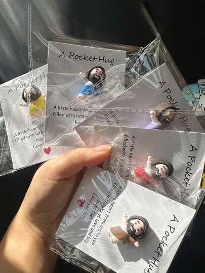5/1 PVC Silicone Material Mini Jesus Statue Decoration Ornament, , Emotional Encouragement Gift Pocket Hug Card, A Little Neart From Me To You,Filled With Lots Of Love And Bighugs Too! LoVe You Lots, Jesus Bless You Birthday Gifts Graduation