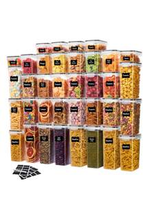 10pcs Organization And Storage,Stackable Candy Jar Storage Container With Lid, Multi-Functional Reusable Food Storage Sealed Box For Flour, Sugar, Dried Fruit And Pasta, Kitchen Organizer And Storage, Kitchen Accessories,Kitchen Decor And Accessories,Gifts For Women,Kitchen Gadgets Local Warehouse - Black and White - View 1