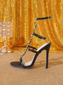 Sexy & Fashionable Super High Heel Roman Sandals, Gemstone Decorated Evening Party Formal High Heel Shoes For Women