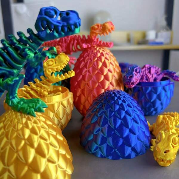 Ovo de Dragão Impresso em 3D com Tiranossauro Rex Articulado, Brinquedo Novo, Inquieto, Decoração de Natal, Decoração Doméstica de Natal, Natal e Ano Novo, Modelo Articulado, Natal/Decorações de Natal/Decorações de Natal para Casa, Alívio de Estresse