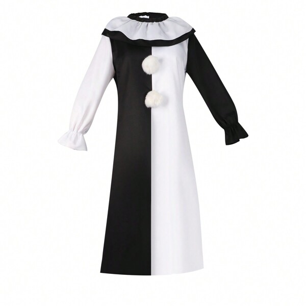 1pc Bicolor Palhaço Traje Vestido Para Dramatização, Cosplay
