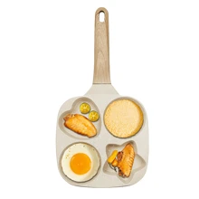 ABKOK 1Pcs Four-Cup Fried Egg Pan,Nonstick Grantie Omelette Pan Skillet Pancake Pan,Aluminum Frying Pan For Breakfast Suitable For Gas Stove & Induction Cookware - 白色 - 查看 6