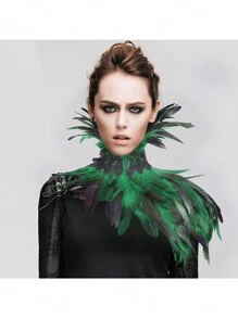 Artificial Feather Cape Shawl Costume Witch Wings Collar Adult Crow Neck - A - View 12