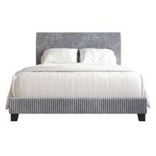 Chic Corduroy Velvet Upholstered Queen Bed, Grey