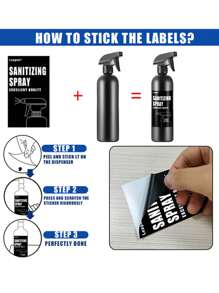 LEAPAIR 1/2 Peças Garrafas de Spray Reutilizáveis Brancas/Pretas de 500ml com Adesivo de Rótulo, Rótulo para SPRAY DESINFETANTE/GARRAFA DE SPRAY, Garrafas de Spray de Plástico para Limpeza, Garrafa Borrifadora de Água para Jardim, Garrafa de Spray de Gatilho de Limpeza de Plástico, Recipiente de Viagem para Limpeza, Jardim, Cozinha, Plantas, Cabeleireiro, Decoração Doméstica de Banheiro, Decoração de Outono, Volta às Aulas