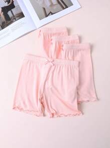 4 stuks zachte modal geplooide strik elastische taille shorts voor kinderen